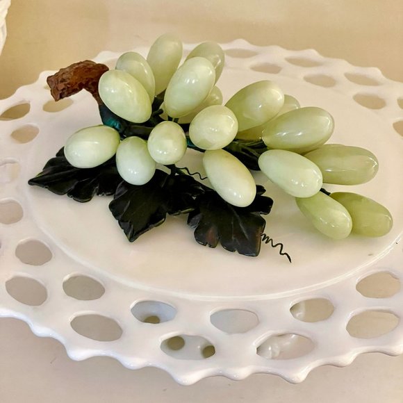 Italian Vintage 1950s Jade Stone Grapes Onyx Leaves Celadon Alabaster Marble - Picture 3 of 8